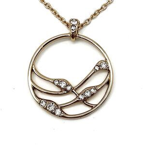 Vintage Avon Gold Tone Abstract Tree Branch Rhinestone Accents Fashion Necklace